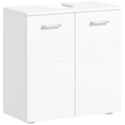 Under Sink Cabinet Bathroom Wall Cabinet with 2 Doors and Adjustable Interior Shelf Modern Style 23.6x11.8x24.6 inches White