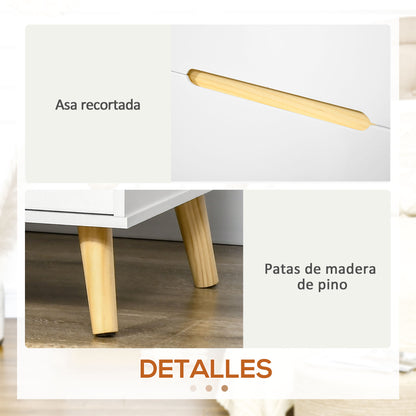 Nightstand with 2 Drawers and Wooden Legs Bedside Table for Bedroom Living Room Office Modern Style 50x40x50.5 cm White