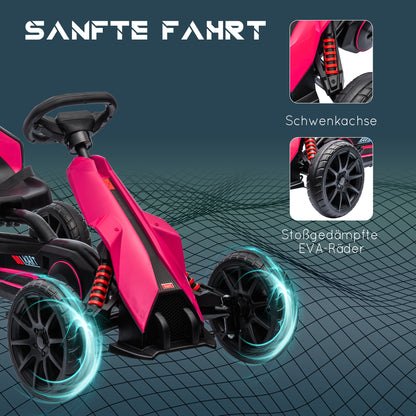 Go-Kart Pedal Car with Handbrake, Adjustable Seat, Forward and Reverse Gears, Pedal Vehicle with EVA Wheels, Kids Kettcar for Children 3-8 Years Old Pink