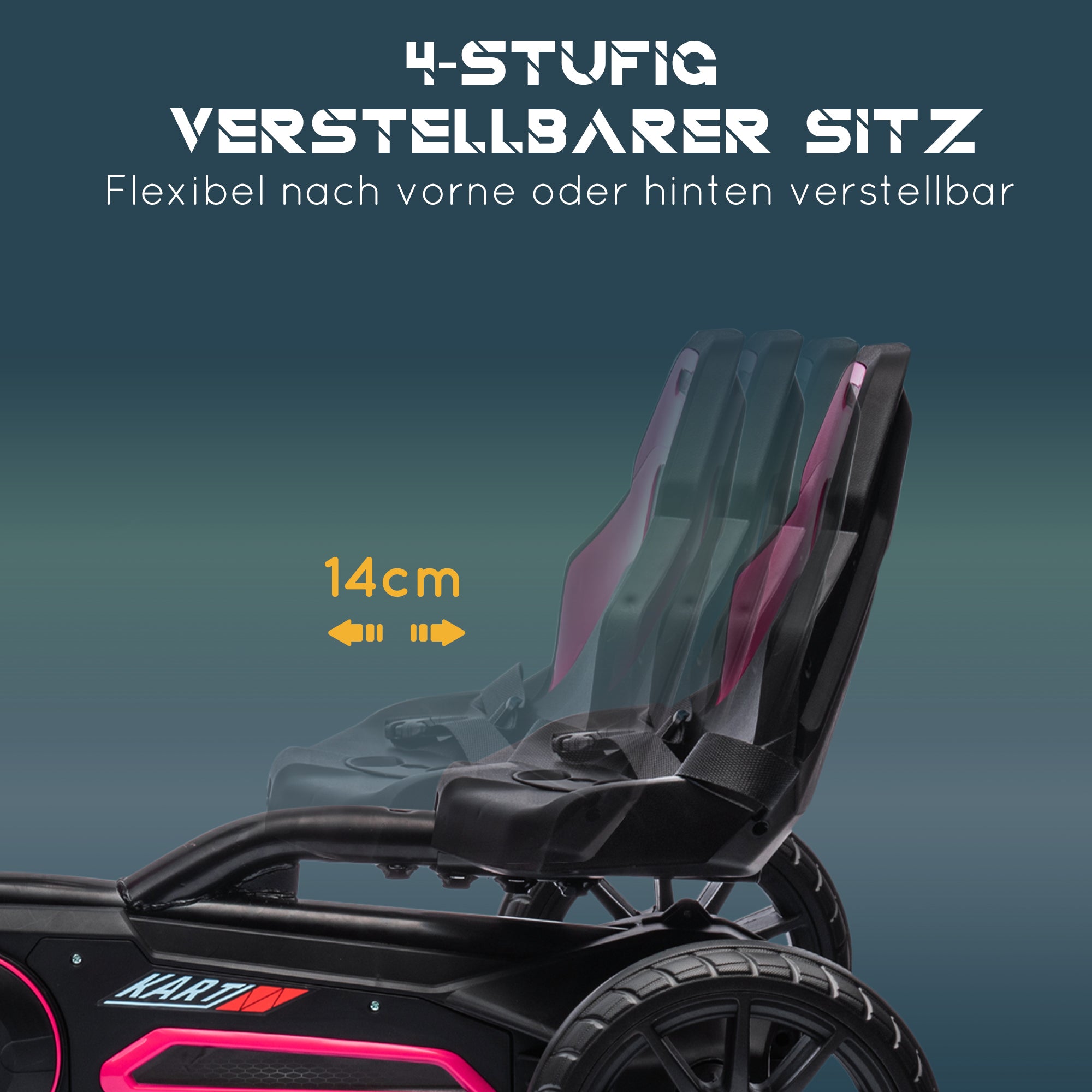 Go-Kart Pedal Car with Handbrake, Adjustable Seat, Forward and Reverse Gears, Pedal Vehicle with EVA Wheels, Kids Kettcar for Children 3-8 Years Old Pink