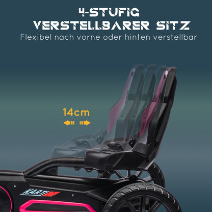 Go-Kart Pedal Car with Handbrake, Adjustable Seat, Forward and Reverse Gears, Pedal Vehicle with EVA Wheels, Kids Kettcar for Children 3-8 Years Old Pink