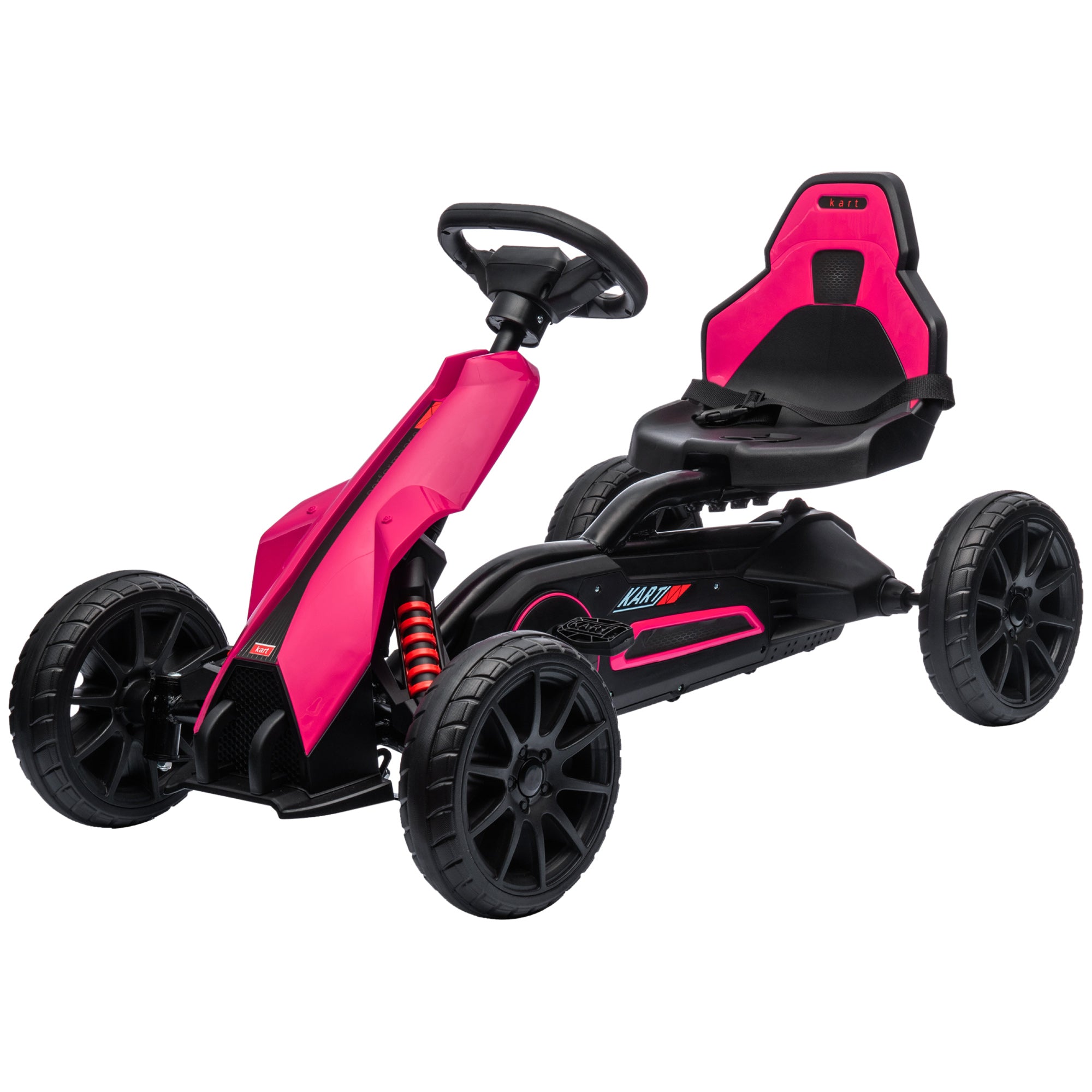 Go-Kart Pedal Car with Handbrake, Adjustable Seat, Forward and Reverse Gears, Pedal Vehicle with EVA Wheels, Kids Kettcar for Children 3-8 Years Old Pink
