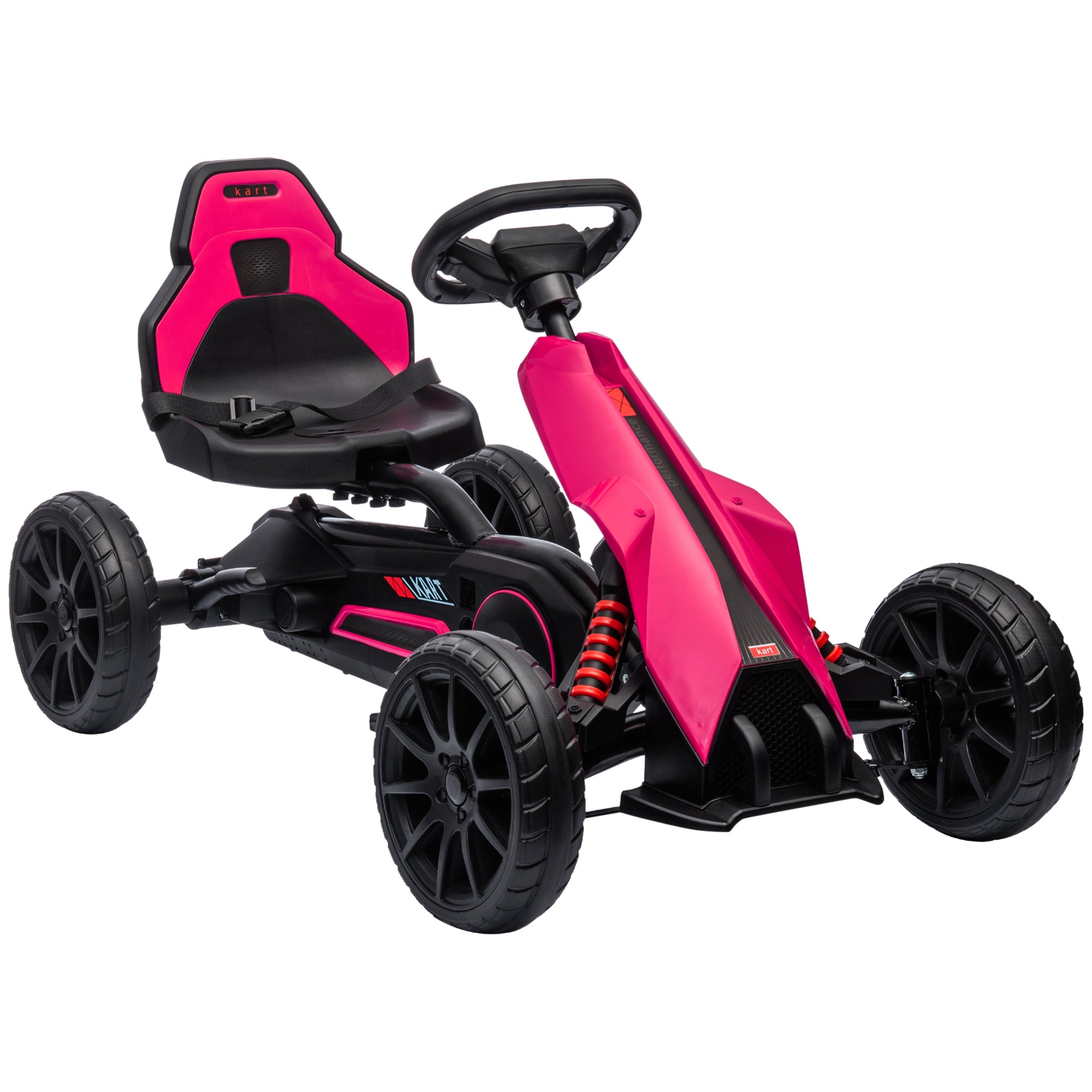 Go-Kart Pedal Car with Handbrake, Adjustable Seat, Forward and Reverse Gears, Pedal Vehicle with EVA Wheels, Kids Kettcar for Children 3-8 Years Old Pink