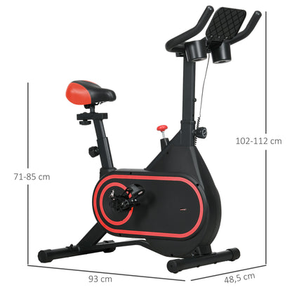 SPORTNOW Exercise Bike Stationary Bike with 4 kg Flywheel Adjustable Resistance LED Display Silent Adjustable Seat and Cup Holder Load 120 kg for Home Gym Black and Red