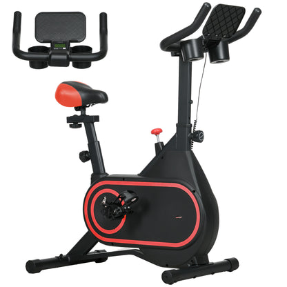 SPORTNOW Exercise Bike Stationary Bike with 4 kg Flywheel Adjustable Resistance LED Display Silent Adjustable Seat and Cup Holder Load 120 kg for Home Gym Black and Red