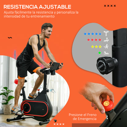 SPORTNOW Exercise Bike Stationary Bike with 4 kg Flywheel Adjustable Resistance LED Display Silent Adjustable Seat and Cup Holder Load 120 kg for Home Gym Black and Red