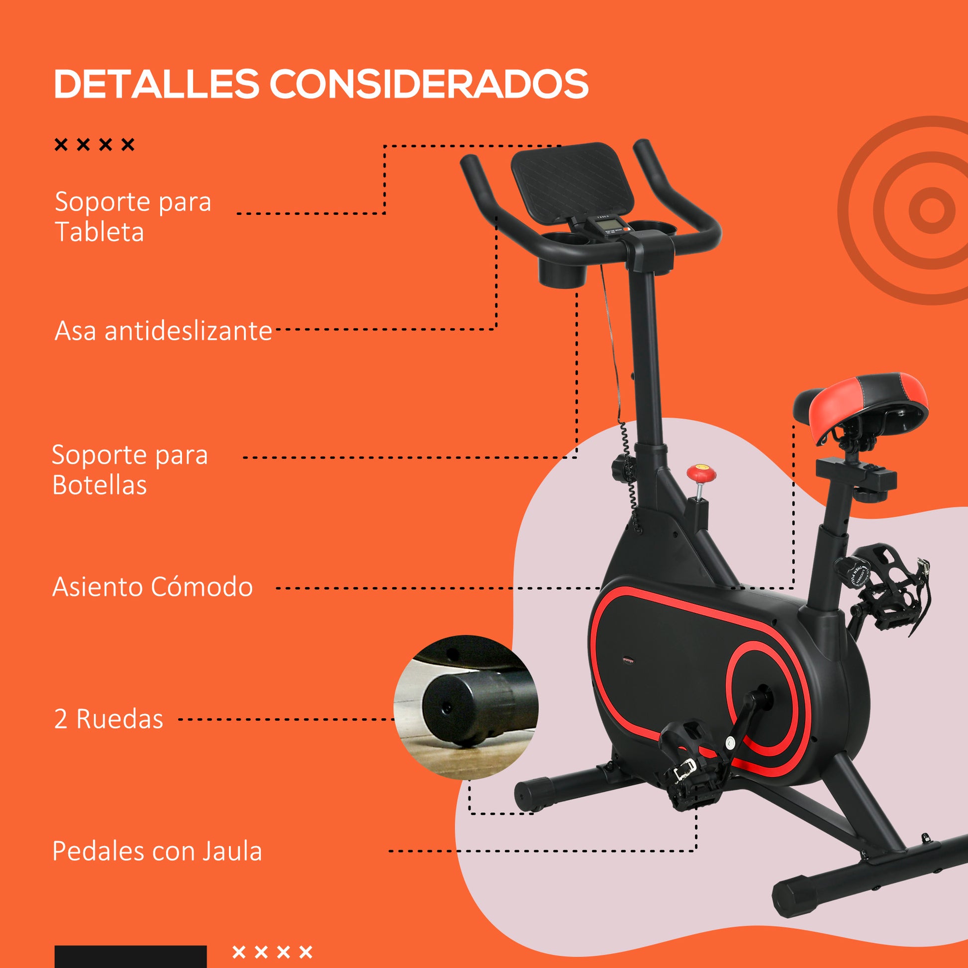 SPORTNOW Exercise Bike Stationary Bike with 4 kg Flywheel Adjustable Resistance LED Display Silent Adjustable Seat and Cup Holder Load 120 kg for Home Gym Black and Red