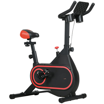 SPORTNOW Exercise Bike Stationary Bike with 4 kg Flywheel Adjustable Resistance LED Display Silent Adjustable Seat and Cup Holder Load 120 kg for Home Gym Black and Red