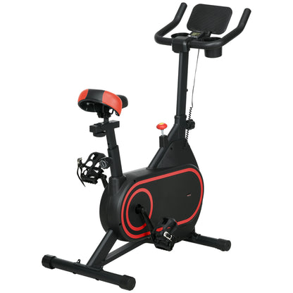 SPORTNOW Exercise Bike Stationary Bike with 4 kg Flywheel Adjustable Resistance LED Display Silent Adjustable Seat and Cup Holder Load 120 kg for Home Gym Black and Red
