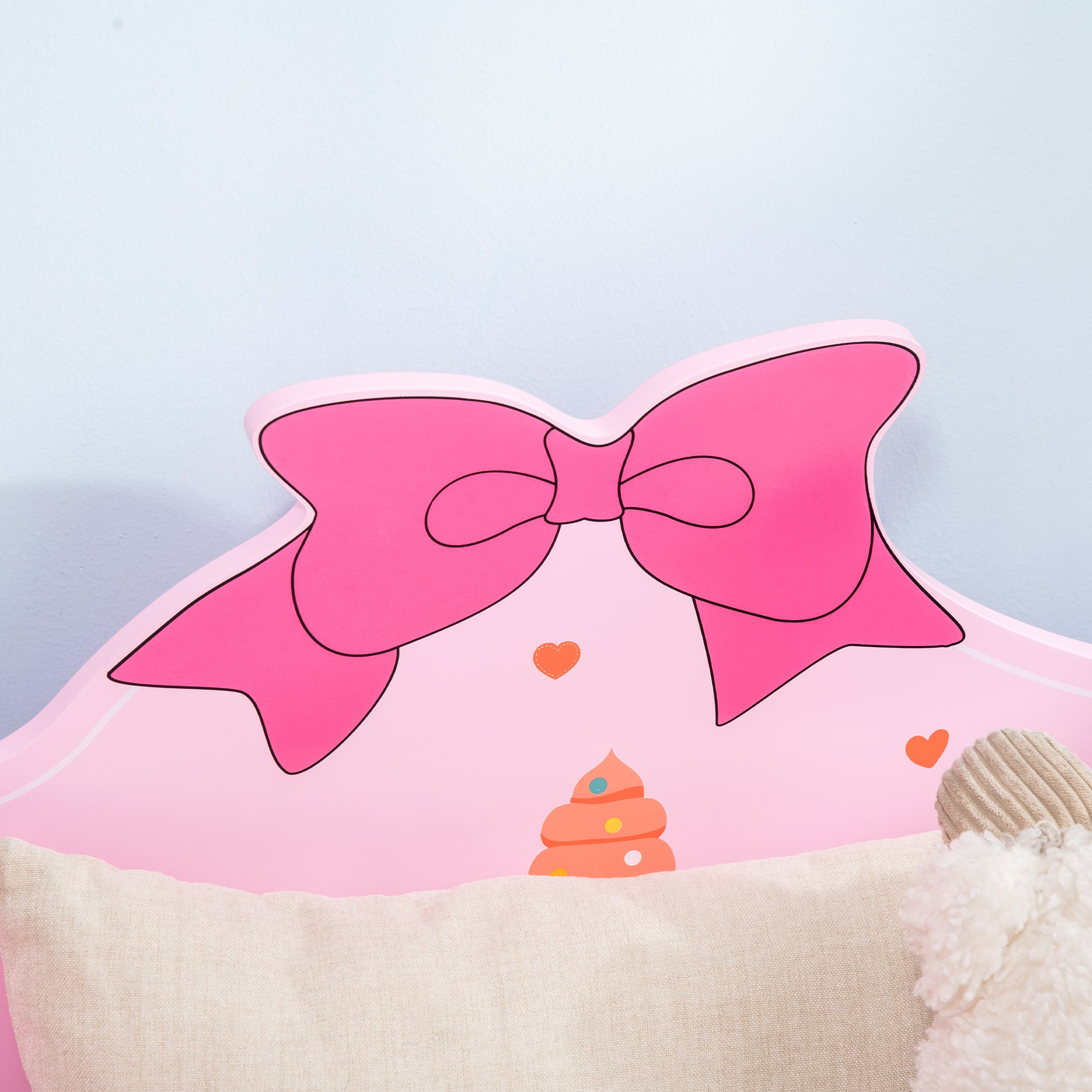 ZONEKIZ Wooden Children's Bed 143x74x59 cm Bed for Kids 3-6 Years with Protection Rails Max Load 80 kg Modern Pink Bedroom Furniture