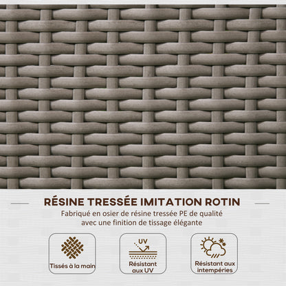 Planter with Trellis Raised Planter Stand for Plants with Trellis Rectangular Flower Box in Woven PE Resin and Steel dim. 103L x 29W x 103H cm Gray