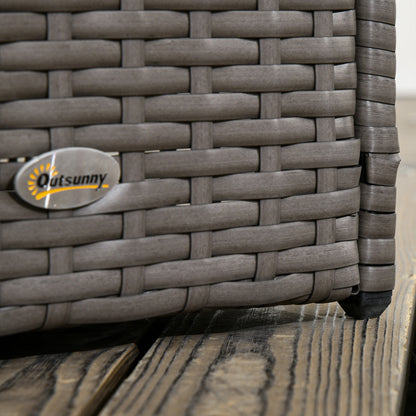 Planter with Trellis Raised Planter Stand for Plants with Trellis Rectangular Flower Box in Woven PE Resin and Steel dim. 103L x 29W x 103H cm Gray