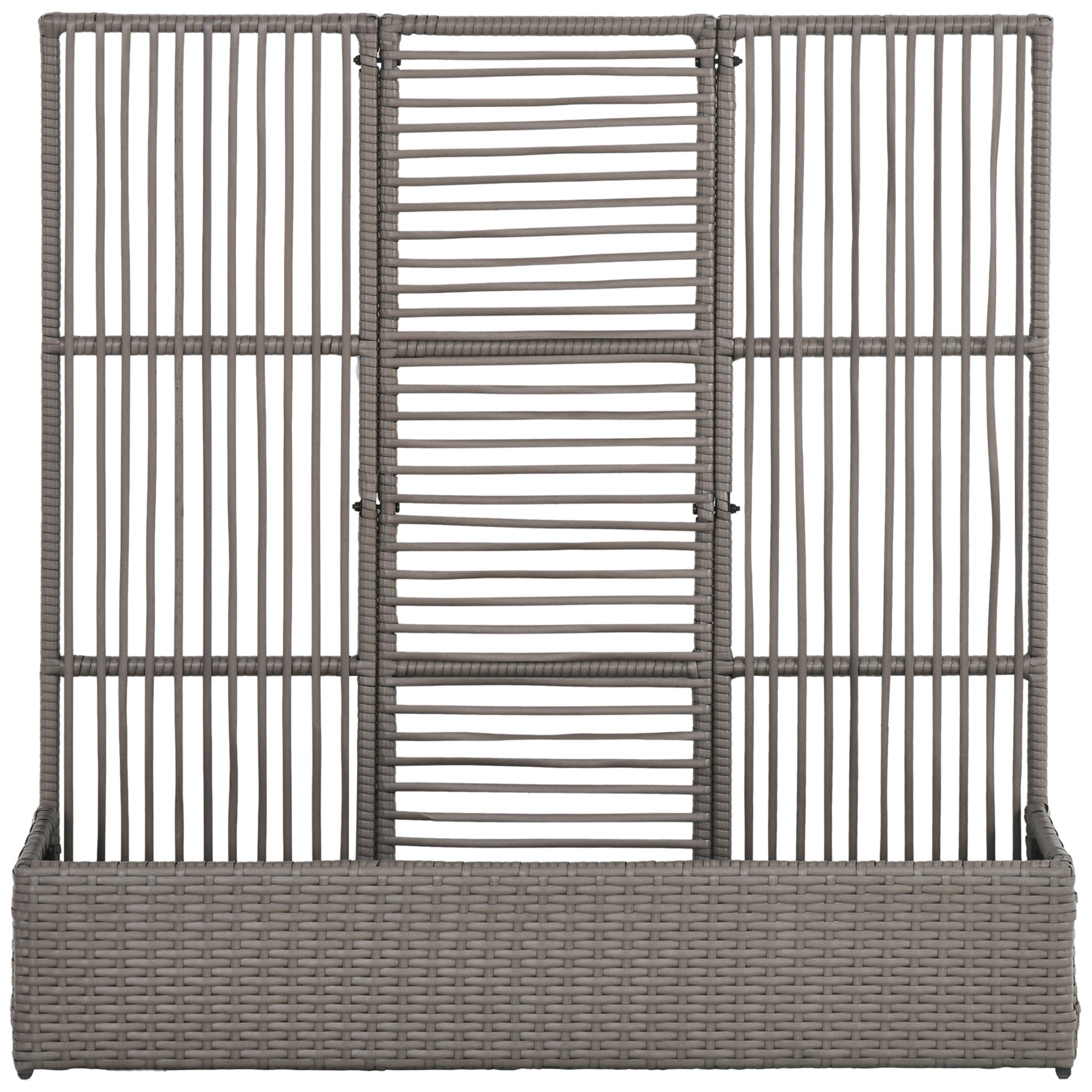Planter with Trellis Raised Planter Stand for Plants with Trellis Rectangular Flower Box in Woven PE Resin and Steel dim. 103L x 29W x 103H cm Gray
