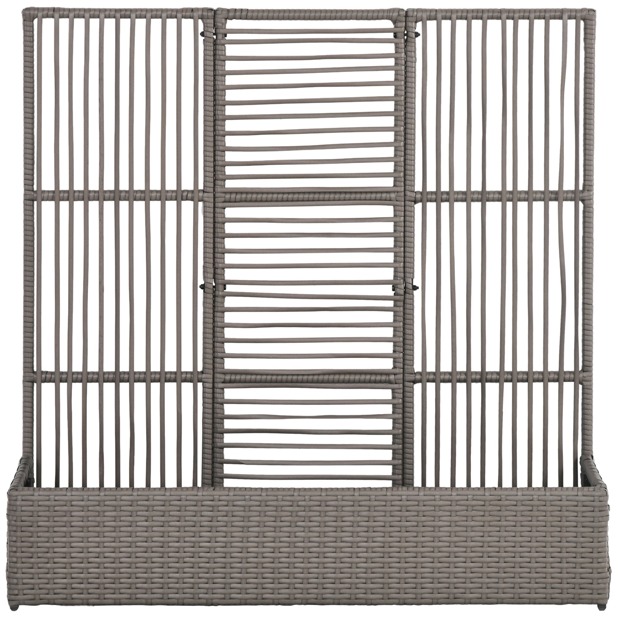 Planter with Trellis Raised Planter Stand for Plants with Trellis Rectangular Flower Box in Woven PE Resin and Steel dim. 103L x 29W x 103H cm Gray
