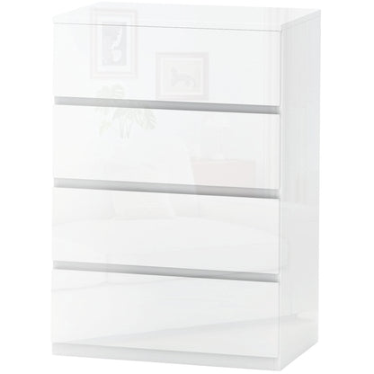 4-Drawer Chest Modern Bedroom Chest with Anti-tip Design Dresser for Living Room Hallway 55x33x80 cm Bright White