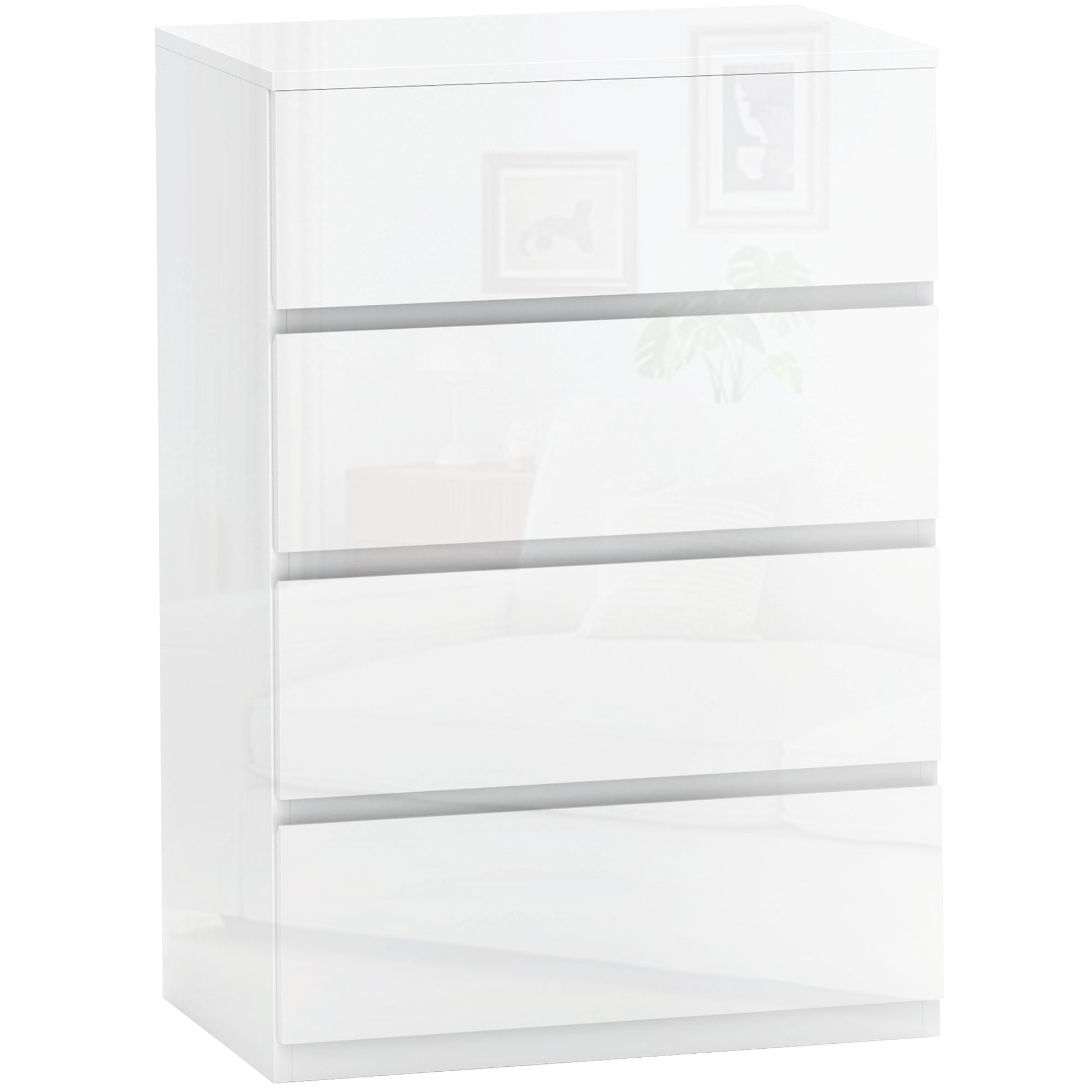 4-Drawer Chest Modern Bedroom Chest with Anti-tip Design Dresser for Living Room Hallway 55x33x80 cm Bright White