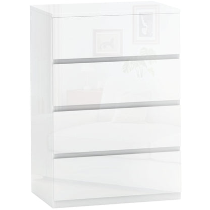 4-Drawer Chest Modern Bedroom Chest with Anti-tip Design Dresser for Living Room Hallway 55x33x80 cm Bright White
