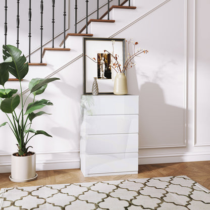 4-Drawer Chest Modern Bedroom Chest with Anti-tip Design Dresser for Living Room Hallway 55x33x80 cm Bright White