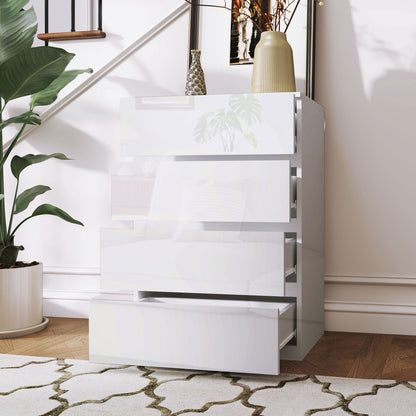 4-Drawer Chest Modern Bedroom Chest with Anti-tip Design Dresser for Living Room Hallway 55x33x80 cm Bright White