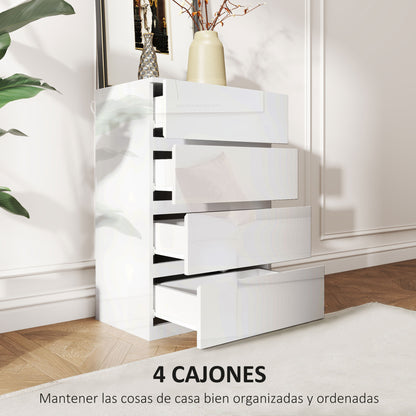 4-Drawer Chest Modern Bedroom Chest with Anti-tip Design Dresser for Living Room Hallway 55x33x80 cm Bright White