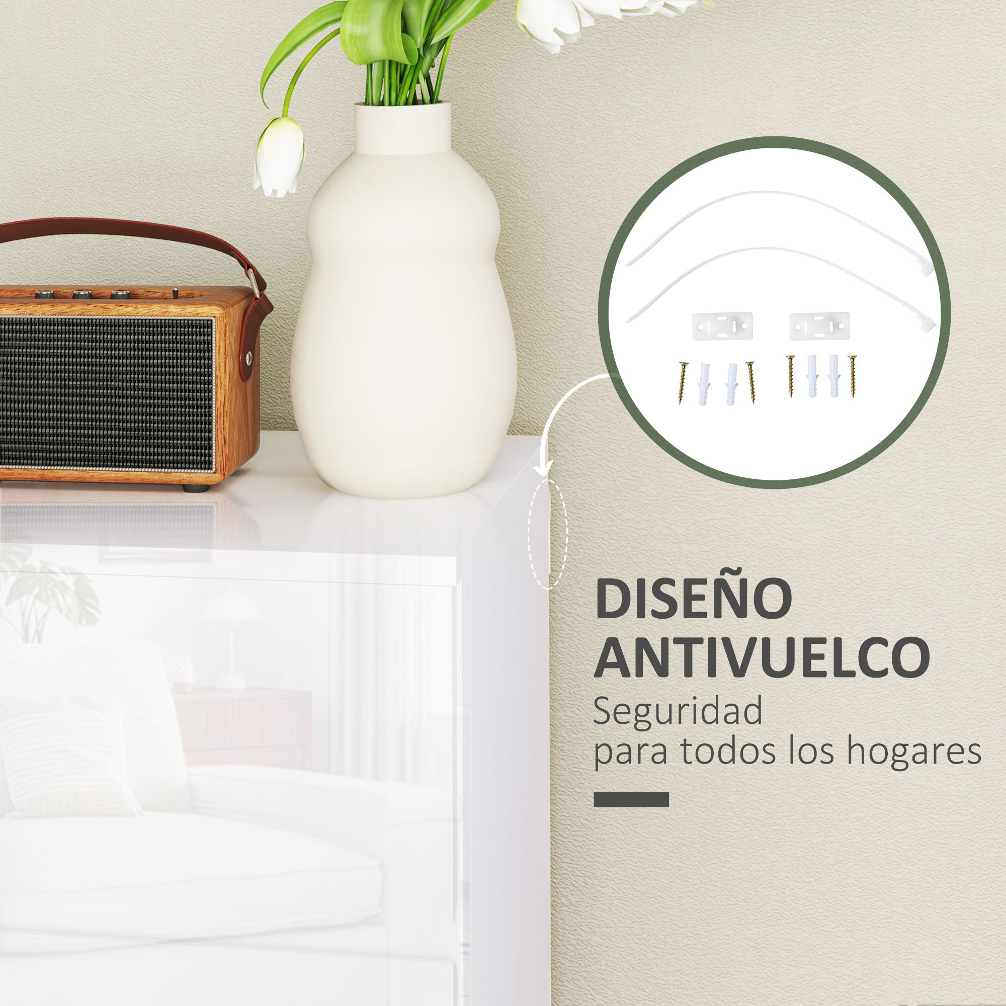 4-Drawer Chest Modern Bedroom Chest with Anti-tip Design Dresser for Living Room Hallway 55x33x80 cm Bright White