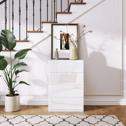 4-Drawer Chest Modern Bedroom Chest with Anti-tip Design Dresser for Living Room Hallway 55x33x80 cm Bright White