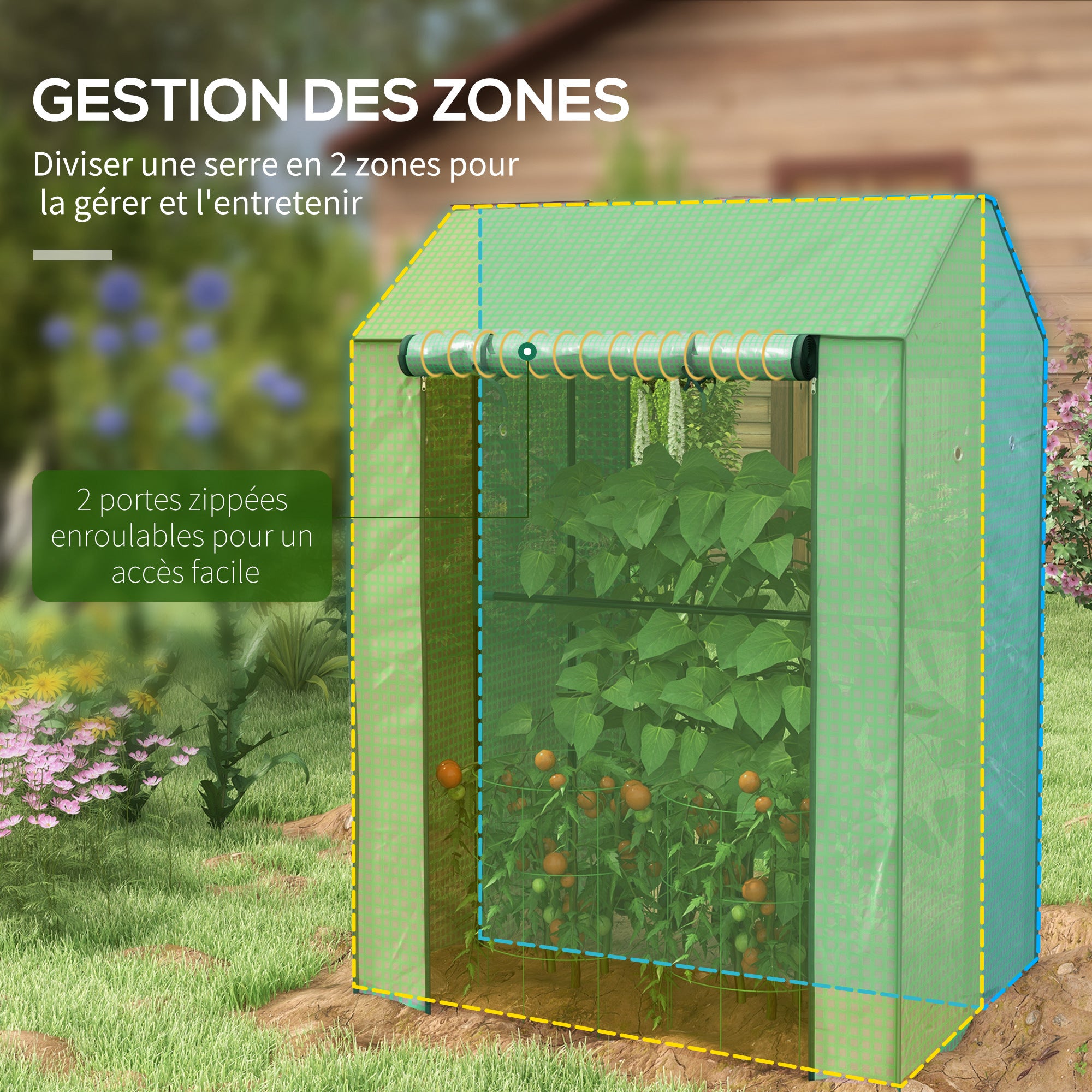 Garden Greenhouse PE, Balcony Greenhouse, Reinforced 135 g/m² Cover, Steel Frame, 2 Roll-Up Zipper Doors, for Vegetables Plants Flowers, Indoor and Outdoor, 100 x 80 x 150 cm Green
