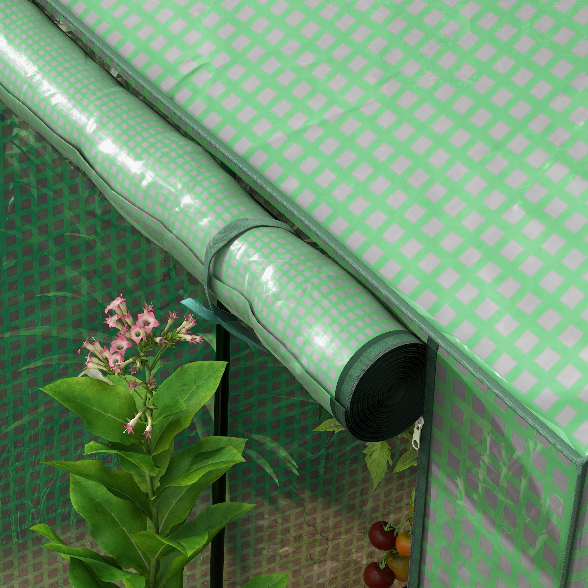 Garden Greenhouse PE, Balcony Greenhouse, Reinforced 135 g/m² Cover, Steel Frame, 2 Roll-Up Zipper Doors, for Vegetables Plants Flowers, Indoor and Outdoor, 100 x 80 x 150 cm Green