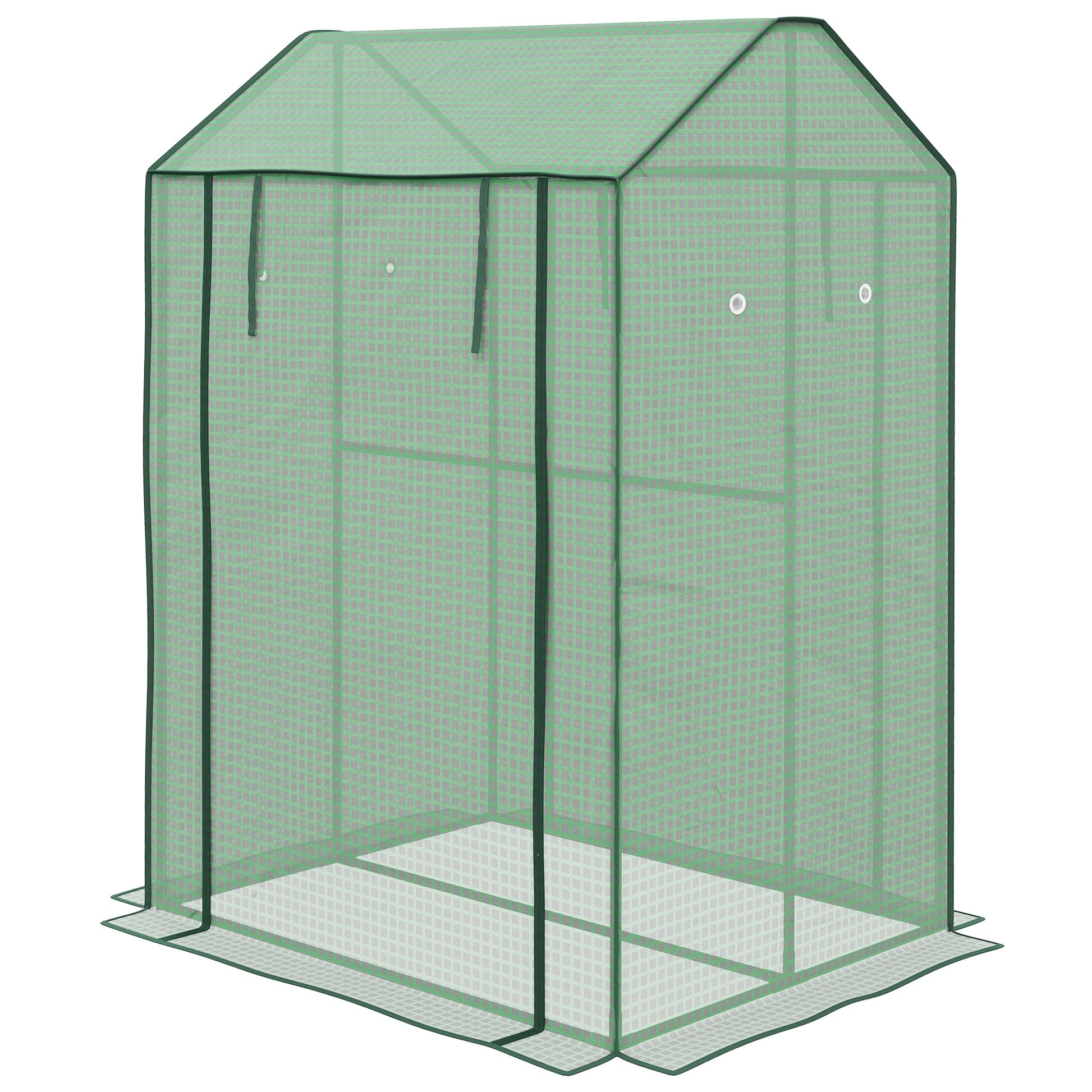 Garden Greenhouse PE, Balcony Greenhouse, Reinforced 135 g/m² Cover, Steel Frame, 2 Roll-Up Zipper Doors, for Vegetables Plants Flowers, Indoor and Outdoor, 100 x 80 x 150 cm Green