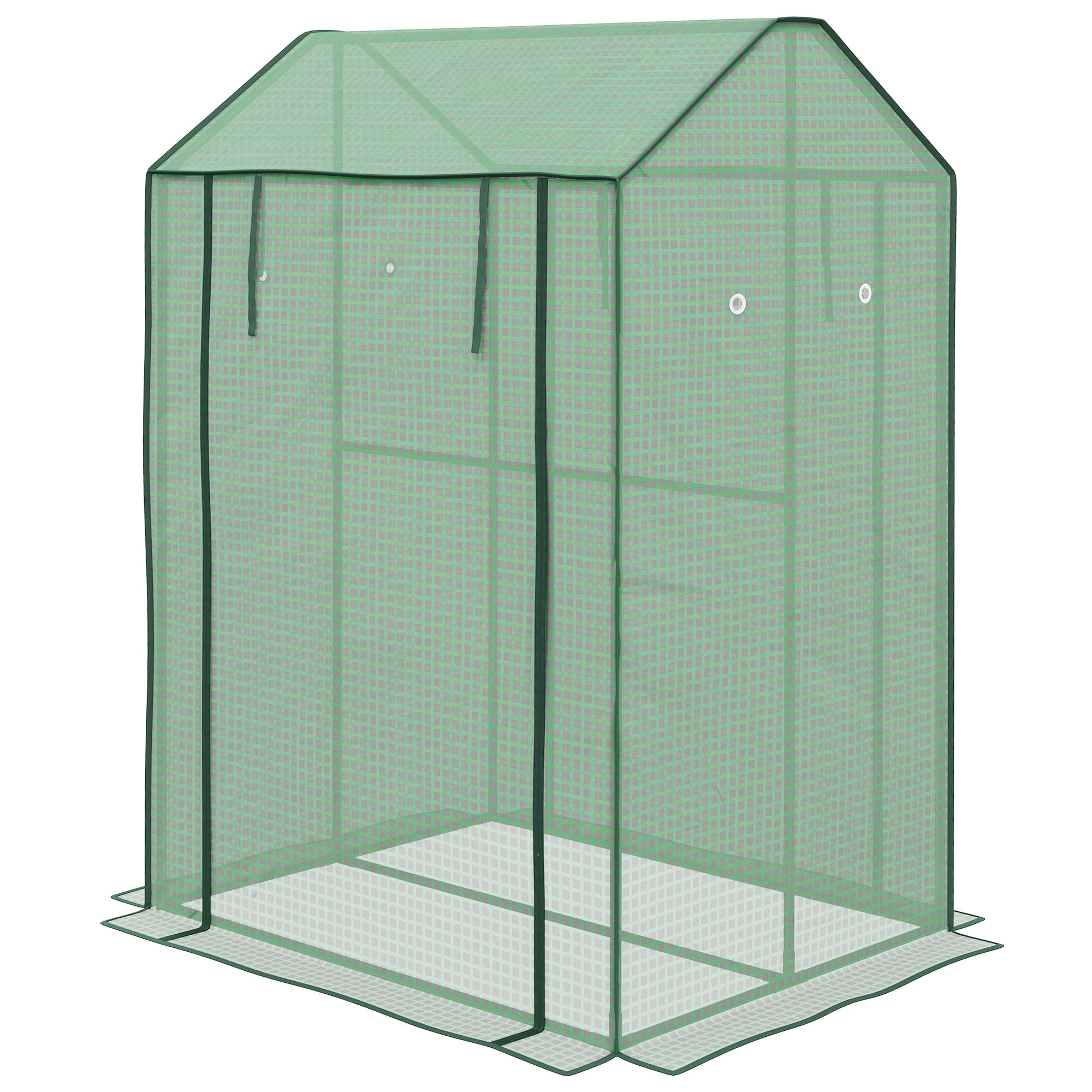 Garden Greenhouse PE, Balcony Greenhouse, Reinforced 135 g/m² Cover, Steel Frame, 2 Roll-Up Zipper Doors, for Vegetables Plants Flowers, Indoor and Outdoor, 100 x 80 x 150 cm Green