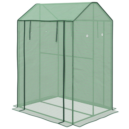 Garden Greenhouse PE, Balcony Greenhouse, Reinforced 135 g/m² Cover, Steel Frame, 2 Roll-Up Zipper Doors, for Vegetables Plants Flowers, Indoor and Outdoor, 100 x 80 x 150 cm Green