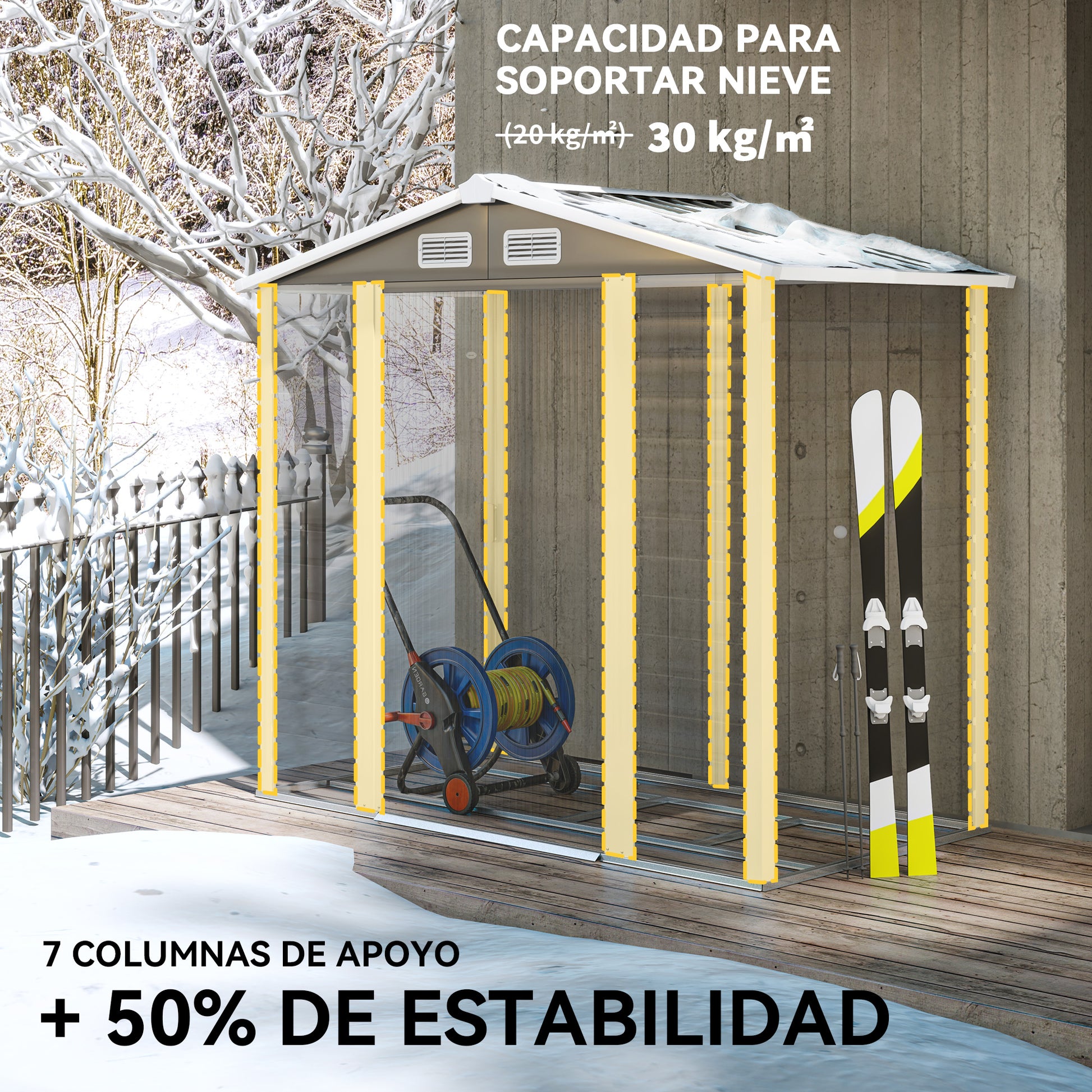 Outdoor Garden Shed 2.36m² 213x120x194 cm Exterior Garden Storage with Reinforced Base (Floor Not Included) Sliding Double Doors Padlock Windows Dark Gray