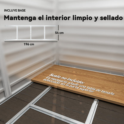 Outdoor Garden Shed 2.36m² 213x120x194 cm Exterior Garden Storage with Reinforced Base (Floor Not Included) Sliding Double Doors Padlock Windows Dark Gray