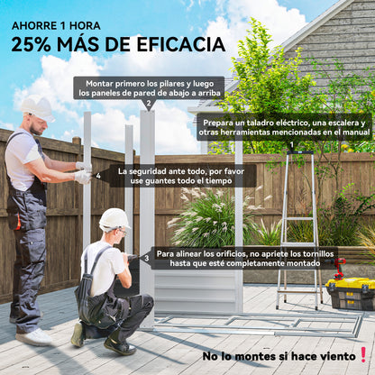 Outdoor Garden Shed 2.36m² 213x120x194 cm Exterior Garden Storage with Reinforced Base (Floor Not Included) Sliding Double Doors Padlock Windows Dark Gray