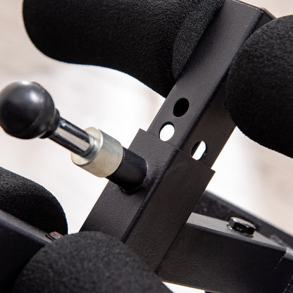 folding inversion bench gravity trainer with two movable wheels adjusted back pad metal ABS Black+Blue 132 x 71 x 145 cm