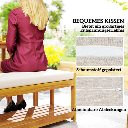 3-piece Garden Furniture Set Teak Wood Seating Group incl. 1 Dining Table with Umbrella Hole, 2 Benches, Balcony Furniture Set, Garden Furniture for Balcony, Terrace, Teak