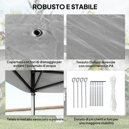 Pop Up Gazebo 3.3x3.3 m Height Adjustable on 3 Levels with Mosquito Nets, Side Panels, and Carry Bag, Outdoor Gazebo with Double Metal Roof and Oxford Fabric, Dark Grey
