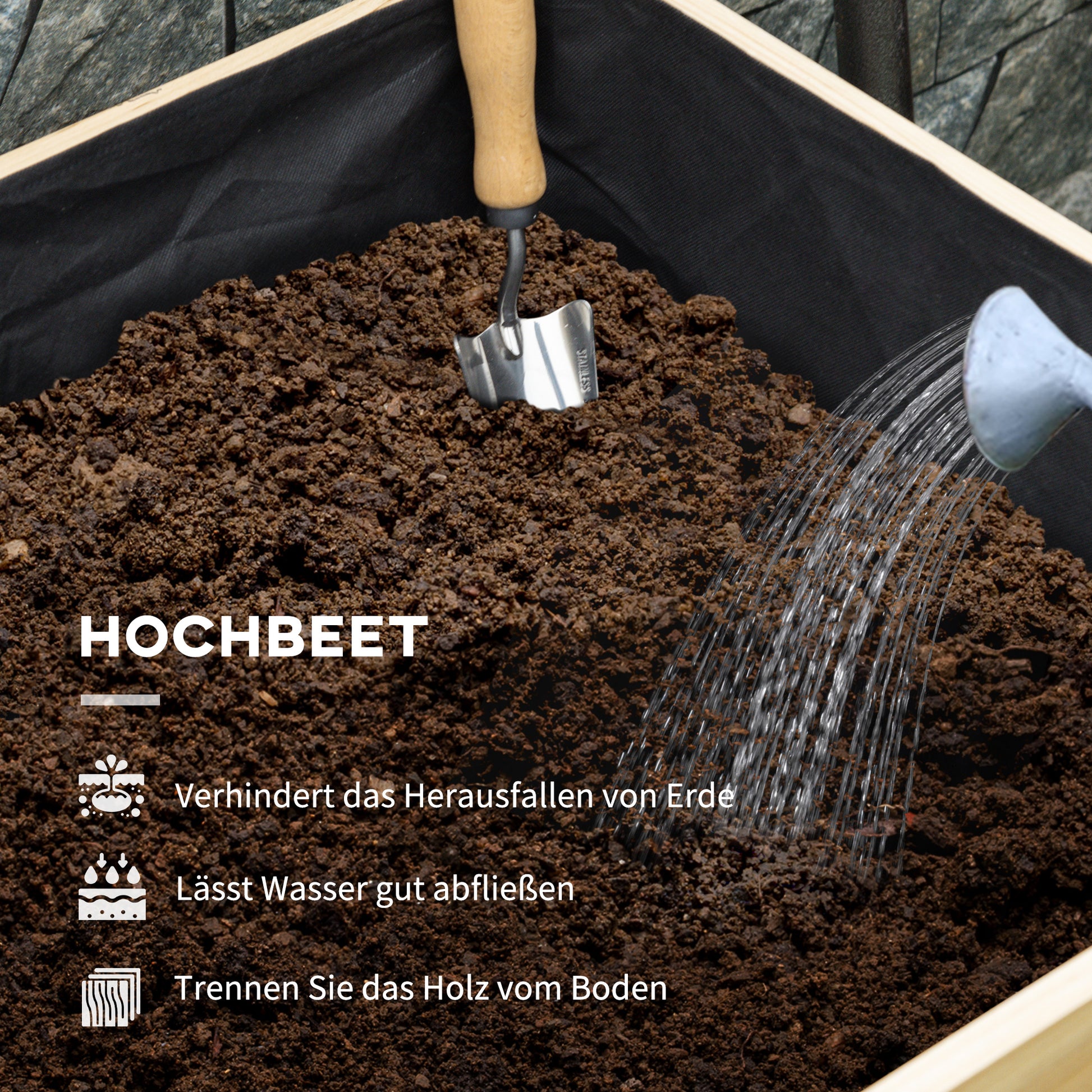 Wooden Raised Bed with Greenhouse, Plant Box, Herb Bed with Fleece, Planter for Balcony, Garden, Natural, Green, 86 x 60 x 165cm