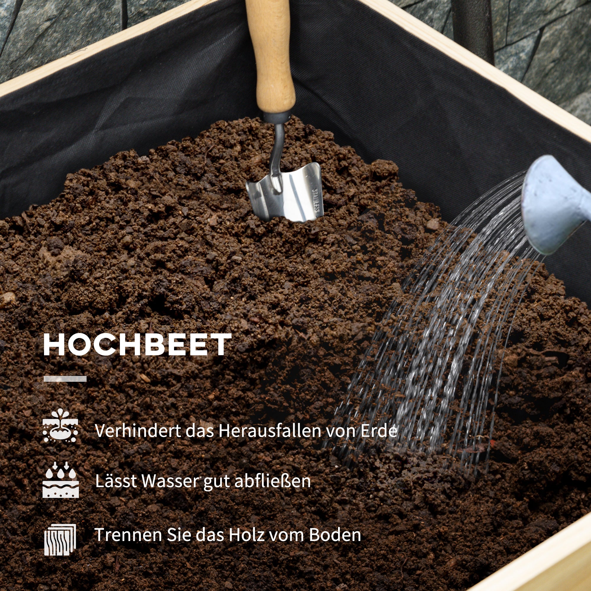 Wooden Raised Bed with Greenhouse, Plant Box, Herb Bed with Fleece, Planter for Balcony, Garden, Natural, Green, 86 x 60 x 165cm