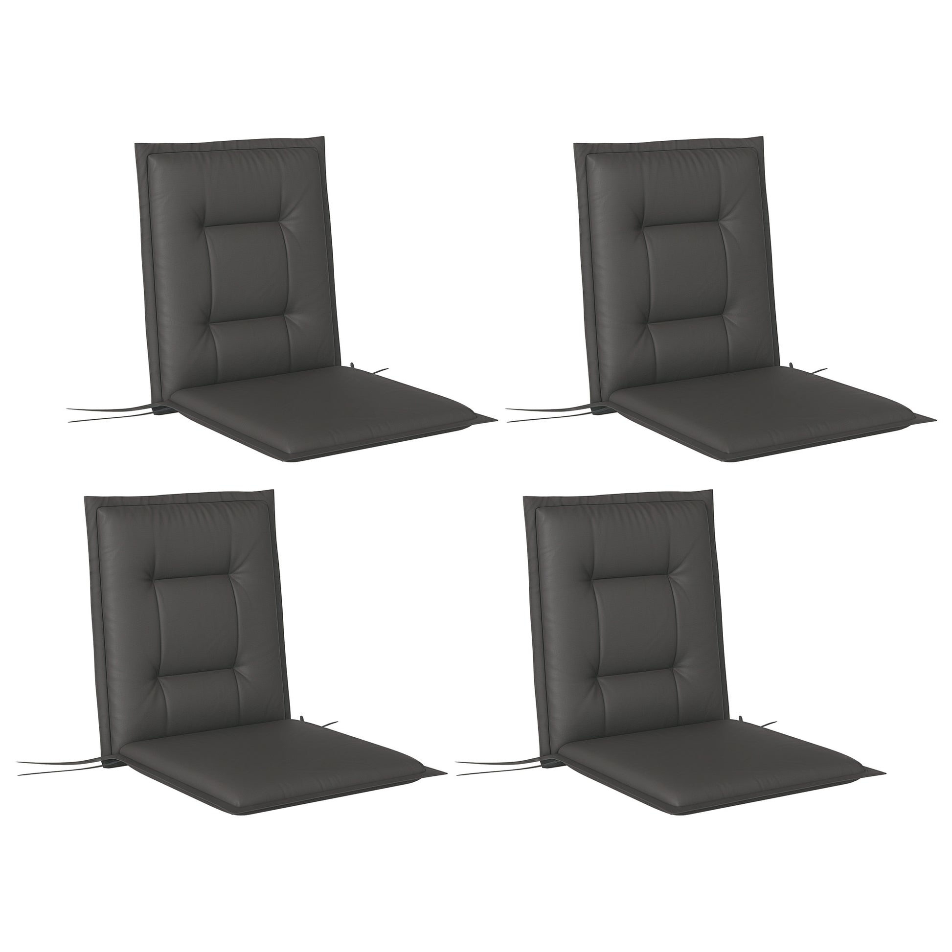 Set of 4 Seat Cushions 108 x 50 x 5 cm Chair Cushions with Straps, Outdoor Indoor Seat Cushion, Seat Pads, Bench Pads for Garden Furniture, Dining Chair, Armchair, Dark Gray