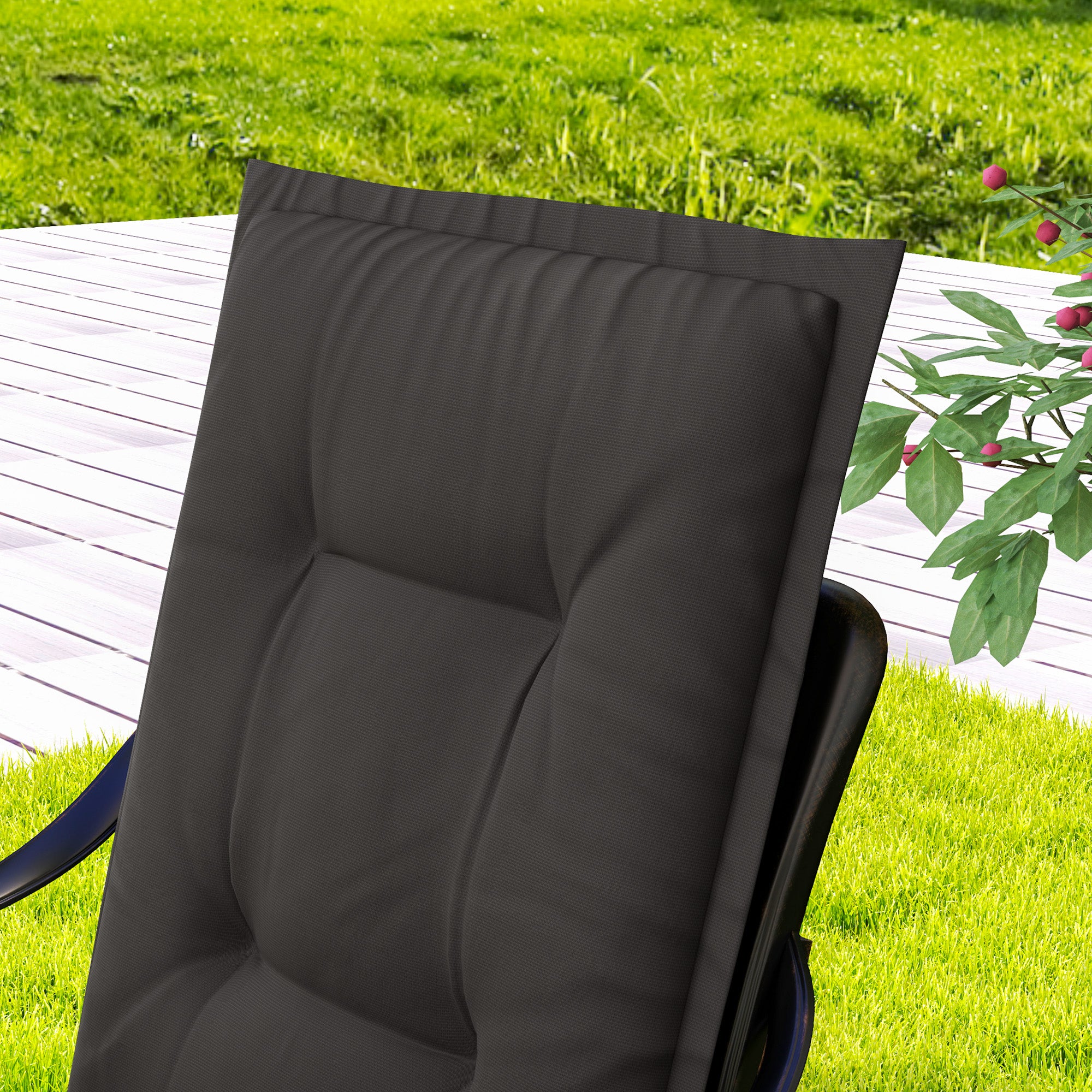 Set of 4 Seat Cushions 108 x 50 x 5 cm Chair Cushions with Straps, Outdoor Indoor Seat Cushion, Seat Pads, Bench Pads for Garden Furniture, Dining Chair, Armchair, Dark Gray