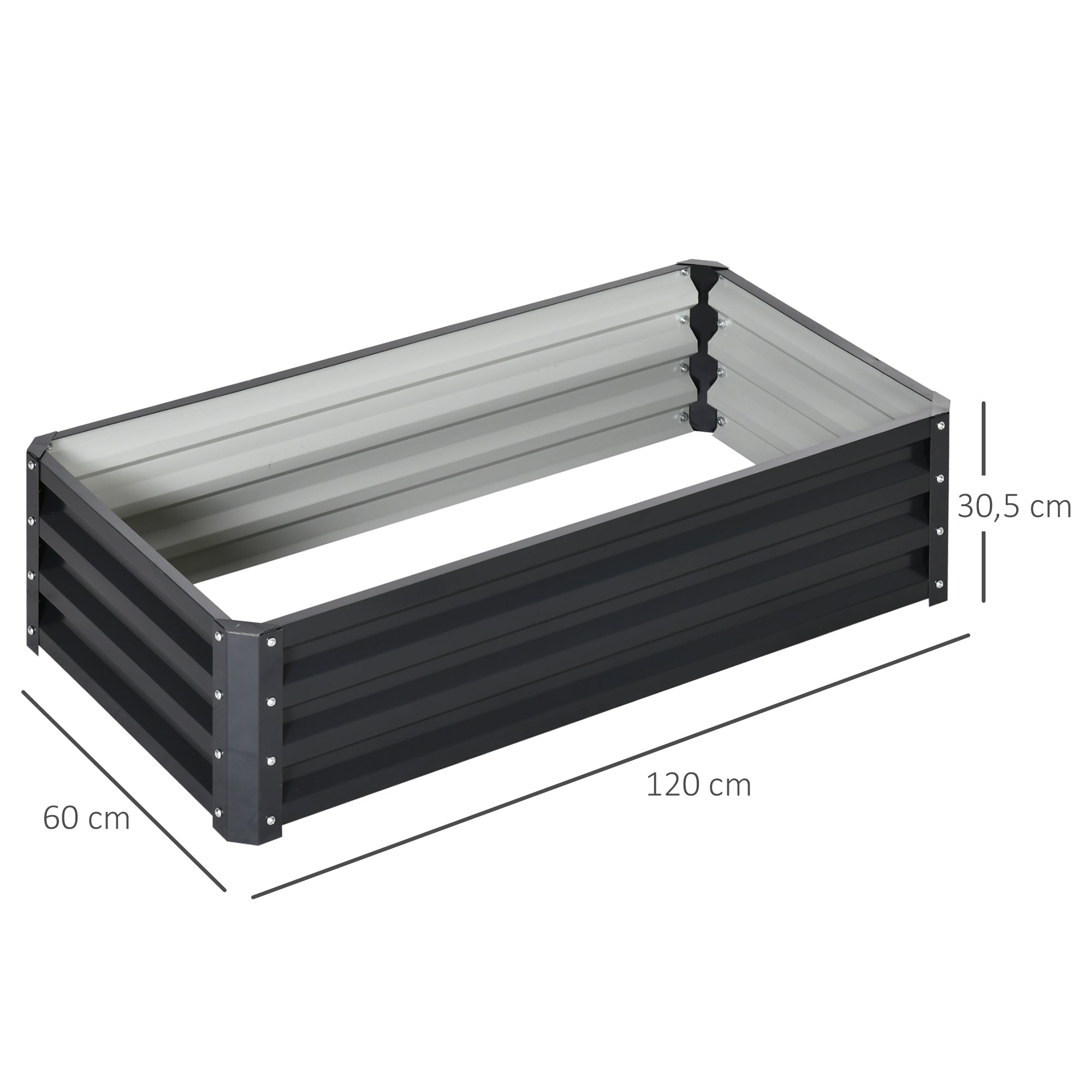 Steel Raised Bed, Plant Bed Cold Frame with Open Bottom Garden Box Flower Box Planter Vegetable Bed 120x60x30.5 cm for Garden Balcony Terrace, Planter Box for Flowers, Plants, Fruit, Vegetables
