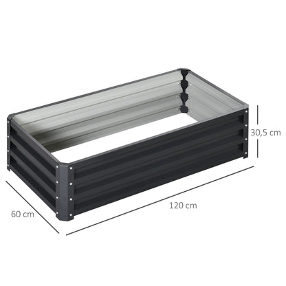 Steel Raised Bed, Plant Bed Cold Frame with Open Bottom Garden Box Flower Box Planter Vegetable Bed 120x60x30.5 cm for Garden Balcony Terrace, Planter Box for Flowers, Plants, Fruit, Vegetables
