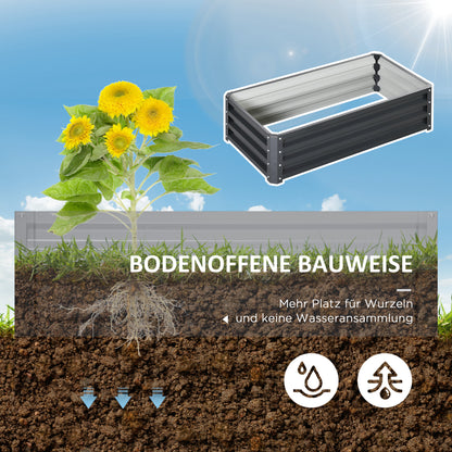 Steel Raised Bed, Plant Bed Cold Frame with Open Bottom Garden Box Flower Box Planter Vegetable Bed 120x60x30.5 cm for Garden Balcony Terrace, Planter Box for Flowers, Plants, Fruit, Vegetables