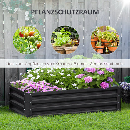 Steel Raised Bed, Plant Bed Cold Frame with Open Bottom Garden Box Flower Box Planter Vegetable Bed 120x60x30.5 cm for Garden Balcony Terrace, Planter Box for Flowers, Plants, Fruit, Vegetables