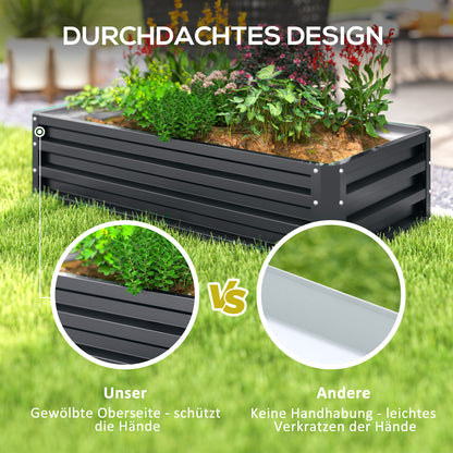 Steel Raised Bed, Plant Bed Cold Frame with Open Bottom Garden Box Flower Box Planter Vegetable Bed 120x60x30.5 cm for Garden Balcony Terrace, Planter Box for Flowers, Plants, Fruit, Vegetables