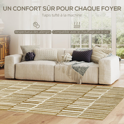 200 x 140 cm Short Pile Living Room Rug, Machine Washable, Hypoallergenic, for Living Room, Bedroom, Office, Yellow