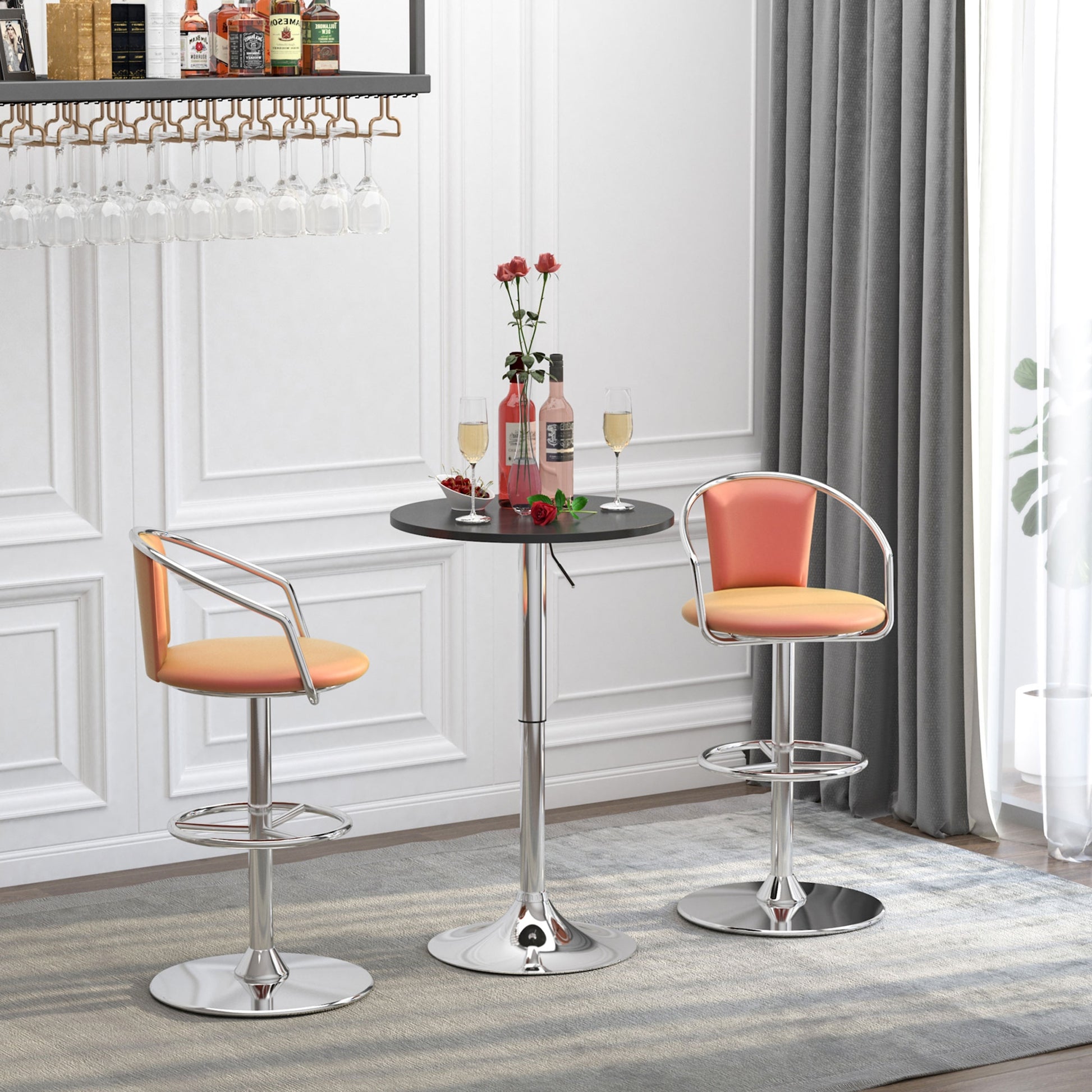 Adjustable Bar Table with Round Non-Slip Base for Kitchen Dining Ø60x69-93 cm Black