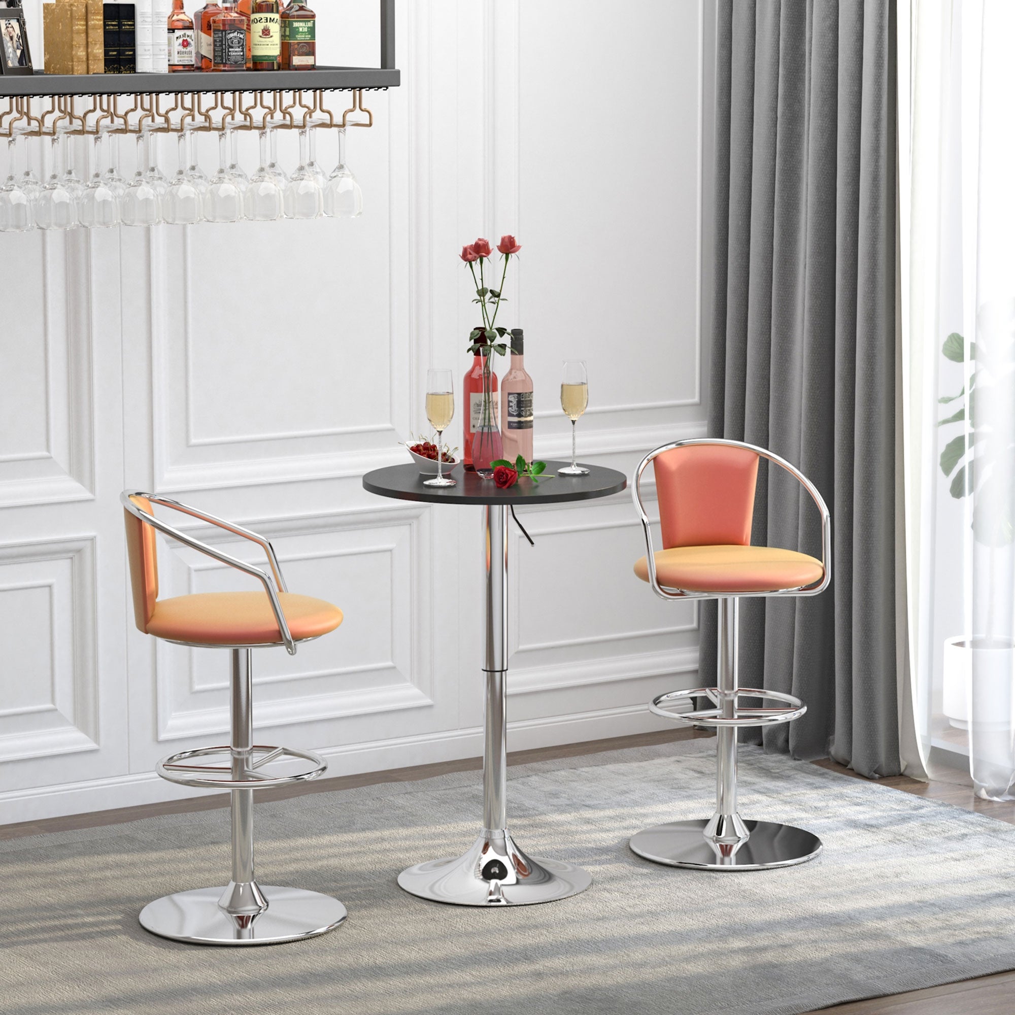 Adjustable Bar Table with Round Non-Slip Base for Kitchen Dining Ø60x69-93 cm Black