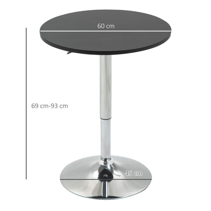 Adjustable Bar Table with Round Non-Slip Base for Kitchen Dining Ø60x69-93 cm Black